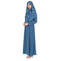 Simple abaya with a matching Instant Hijab- French Blue Simple abaya with a matching Instant Hijab- French Blue